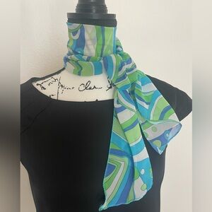 Blue and Green Patterned Scarf